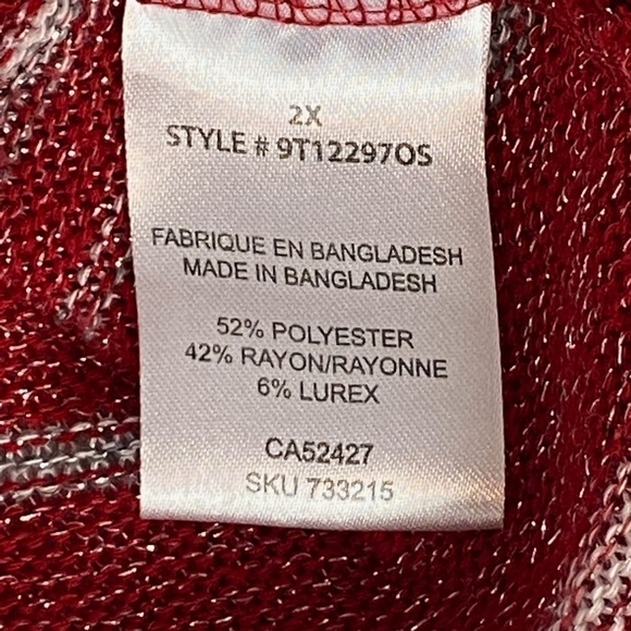 NWD New Woman Design Cowl Neck Half Sleeve Sweater 2X Red c/ Glitter Threading - Picture 6 of 7